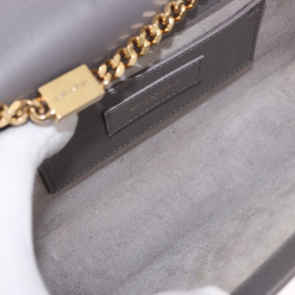 Saint Laurent Classic Monogram Tassel Leather, Gray, Leather, Shoulder Bag