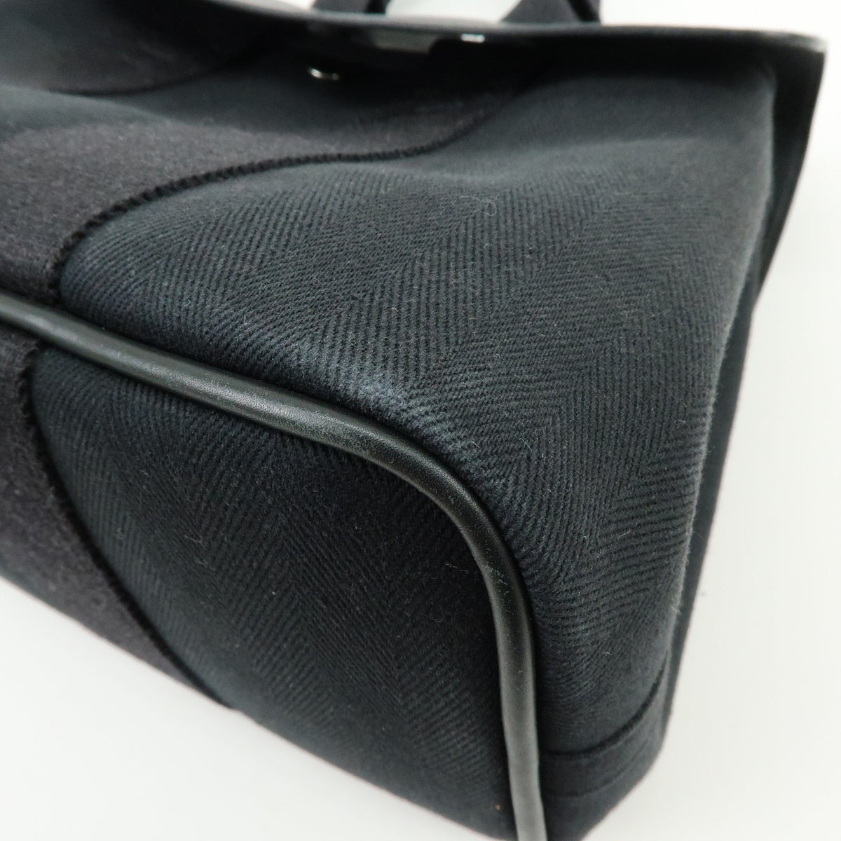 Hermes Valparaiso Toile and Leather, Black, Canvas, Handbag