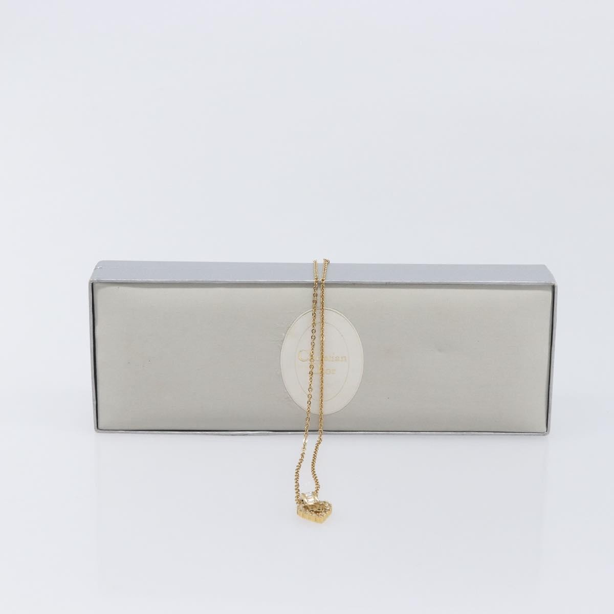 Christian Dior Logo Heart Pendant Metal, Gold, Metal, Necklace