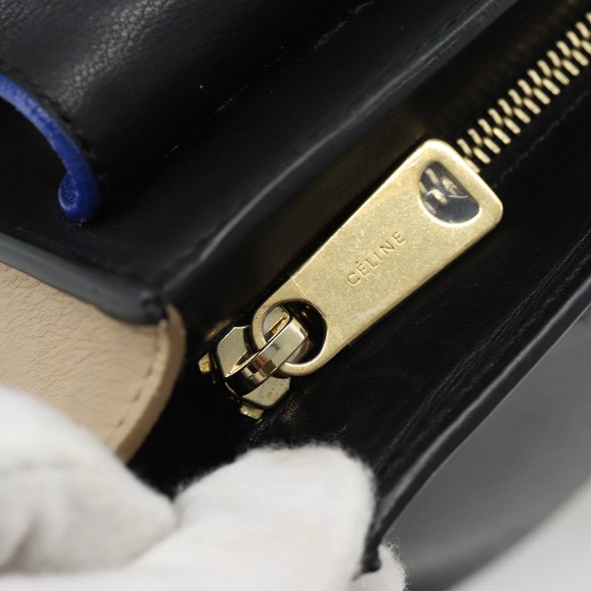 Celine Trapeze Leather with Suede, Blue, Leather, Handbag