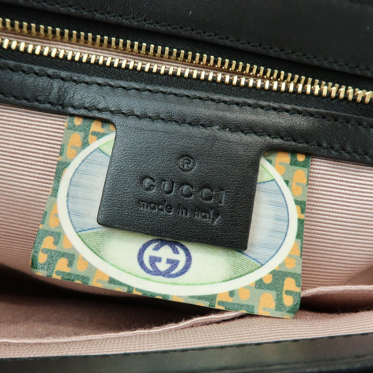 Gucci Rajah Chain Leather, Black, Leather, Tote Bag