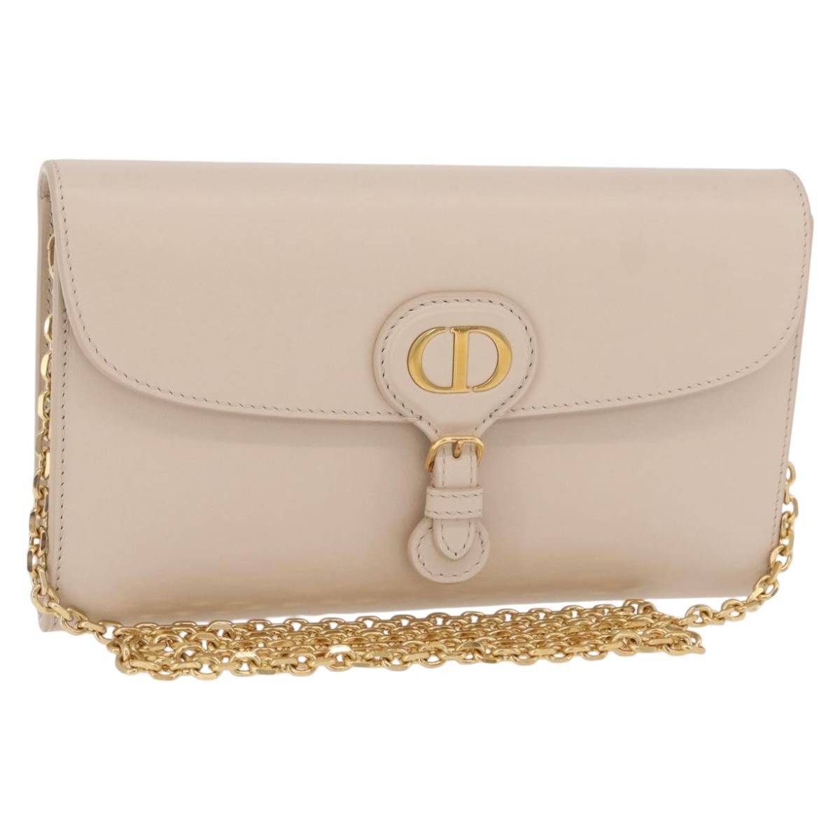 Christian Dior Bobby Flap Leather, Beige, Leather, Shoulder Bag