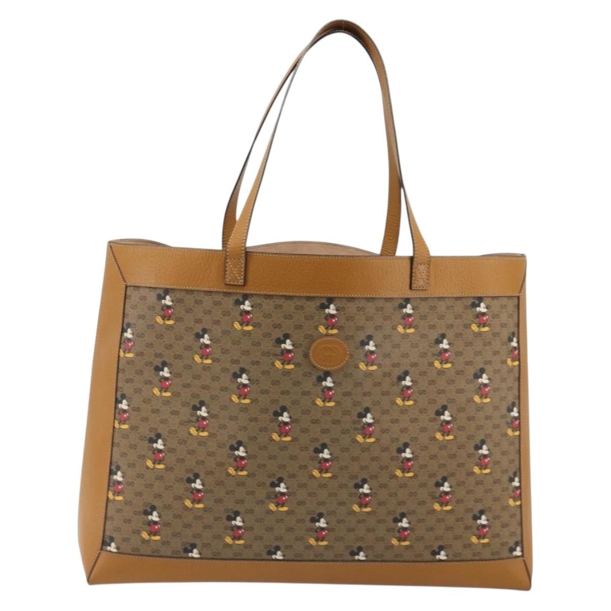 Gucci Disney Mickey Mouse Soft Open Printed Mini GG Coated Canvas, Beige, Canvas, Tote Bag