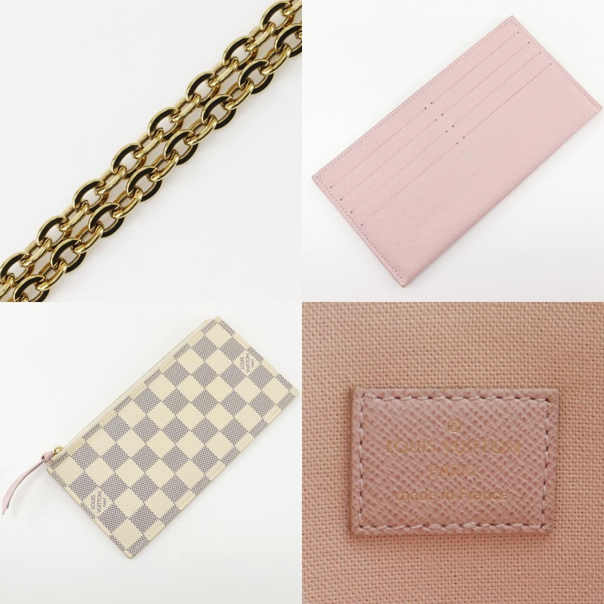 Louis Vuitton Pochette Felicie Damier, White, Canvas, Clutch