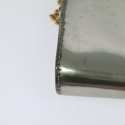 Louis Vuitton Chain Louise Clutch Patent, Silver, Patent Leather, Clutch