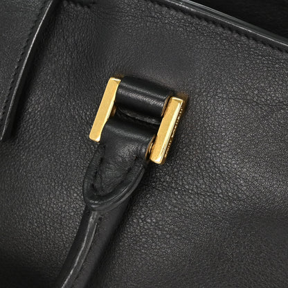 Saint Laurent Monogram Cabas Leather, Black, Calfskin, Tote Bag
