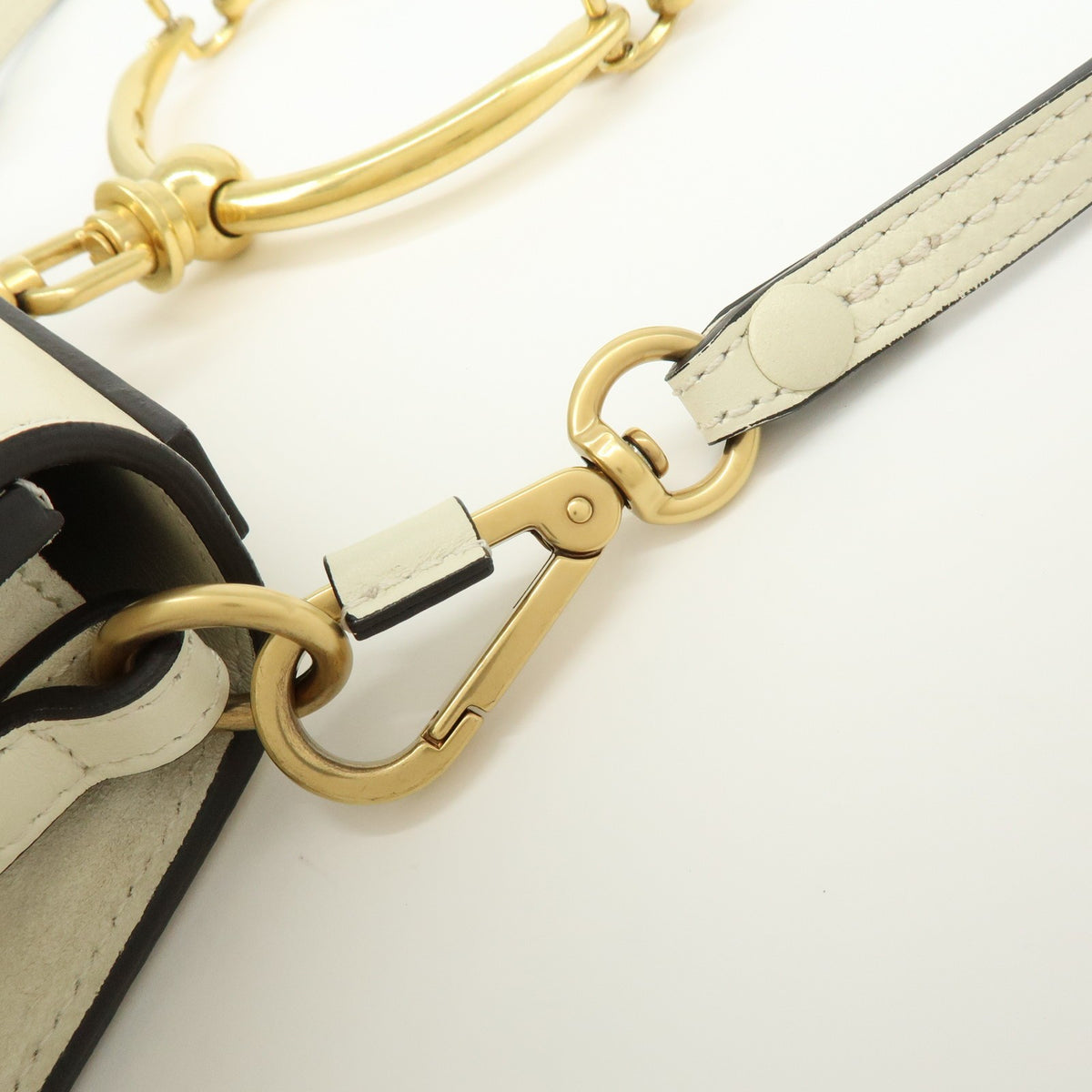 Chloe Nile Studded Suede and Leather, White, Leather, Crossbody Bag