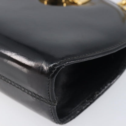 Salvatore Ferragamo Vintage Gancini Chain Patent Leather, Black, Patent Leather, Shoulder Bag