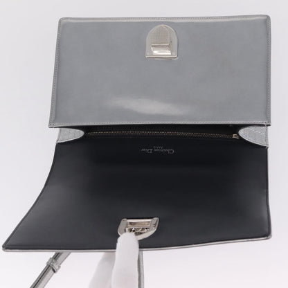 Christian Dior Diorama Flap Patent, Silver, Patent Leather, Handbag