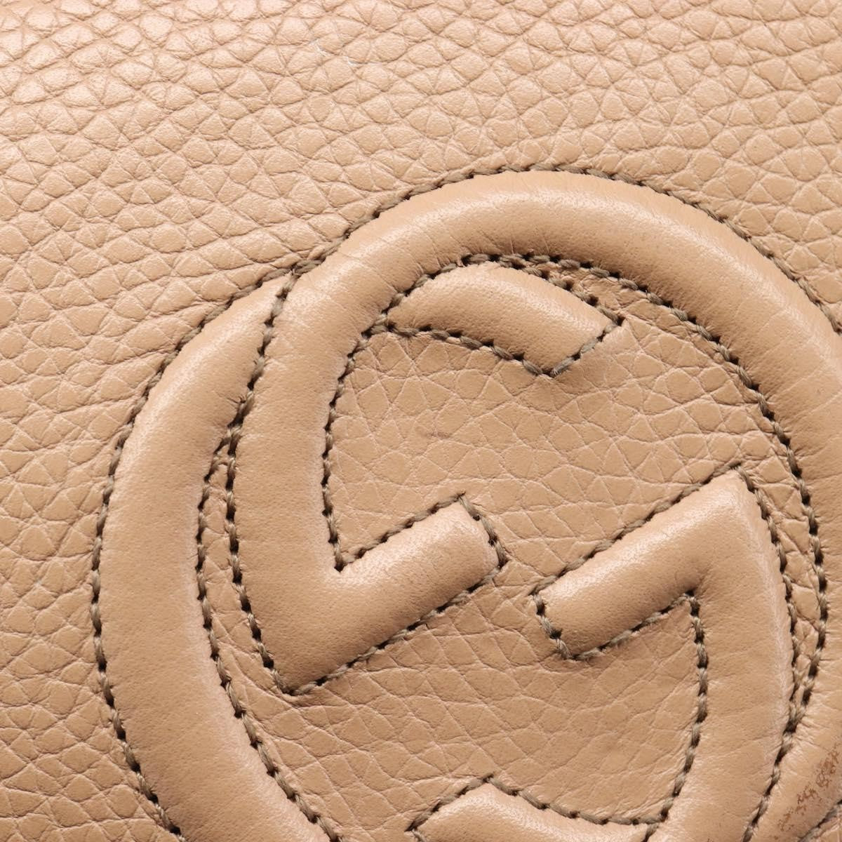 Gucci Soho Wallet on Chain Leather, Beige, Leather, Shoulder Bag