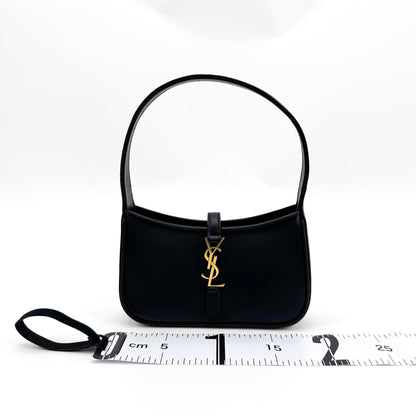 Saint Laurent Le 5 a 7 Hobo Leather, Black, Leather, Shoulder Bag