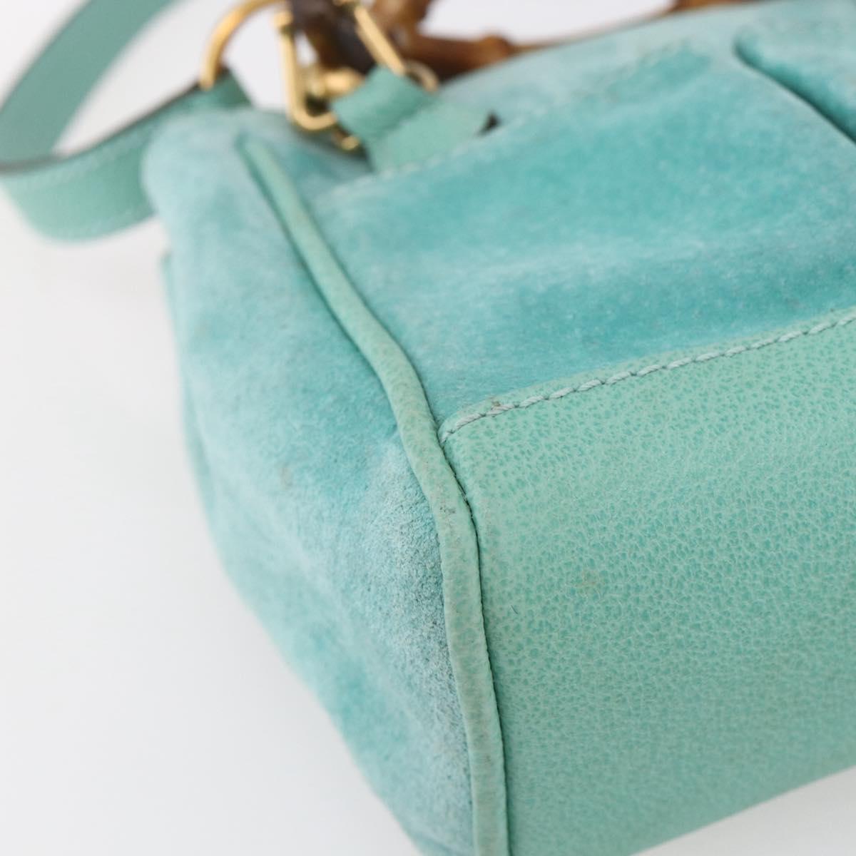 Gucci Bamboo Zip Pouch Leather, TURQUOISE, SUEDE, Clutche & pouche