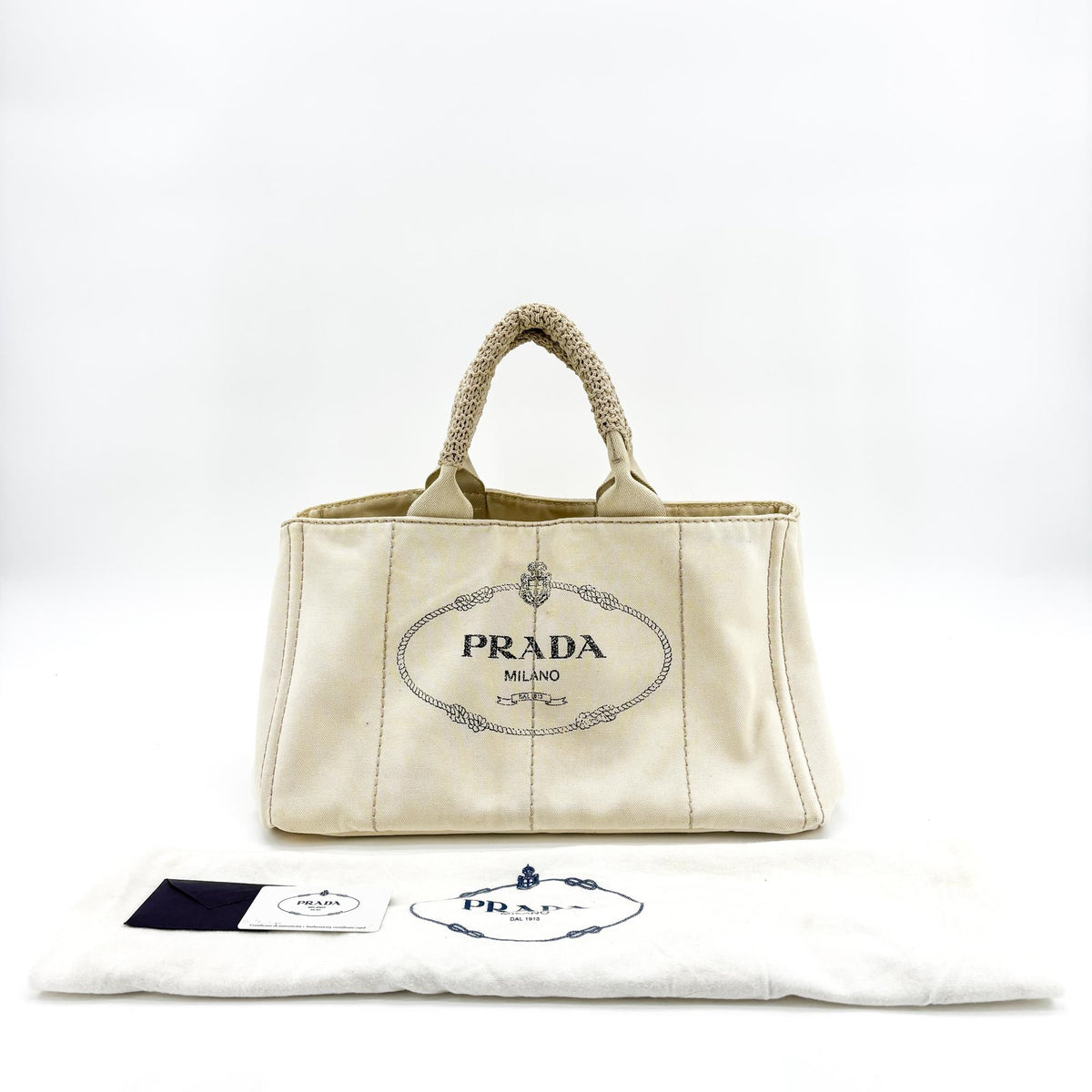 Prada Canapa Canvas, Beige, Canvas, Tote Bag