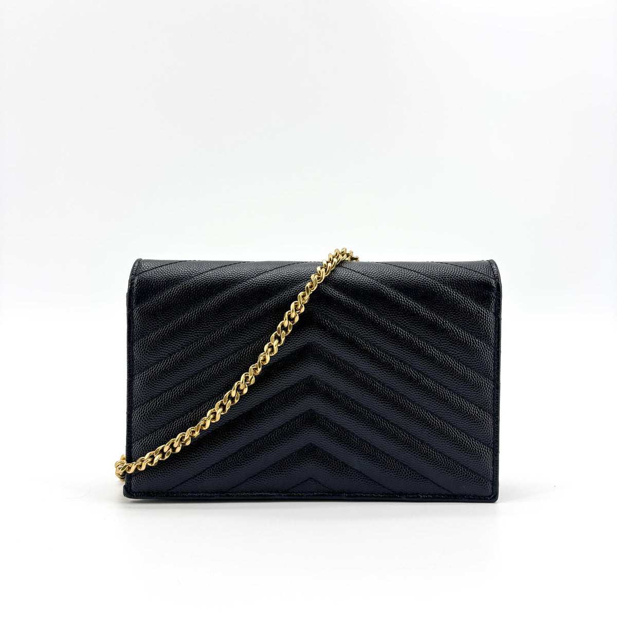 Saint Laurent Bicolor Monogram Leather and Patent, Black, Leather, Wallet