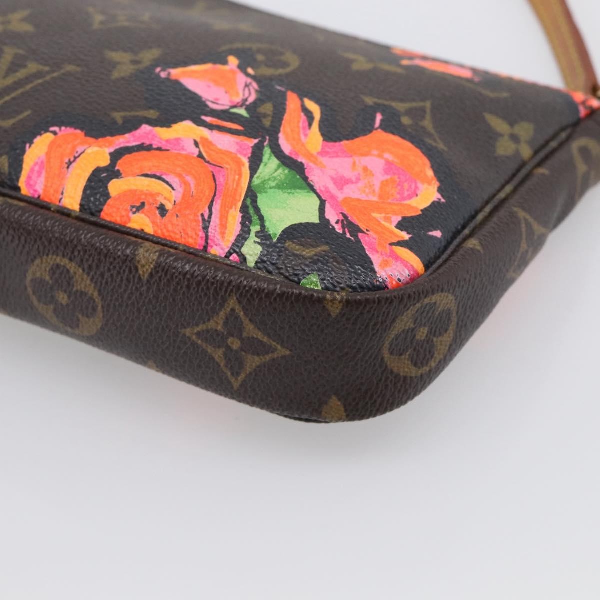 Louis Vuitton Pochette Accessoires Limited Edition Monogram Roses, Multicolour, Canvas, Clutch