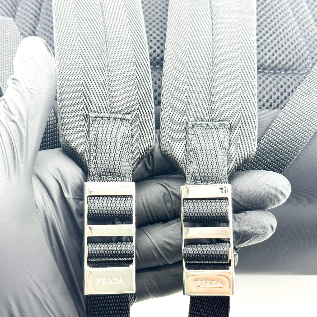 Prada Double Buckle Tessuto, Black, Nylon, Backpack