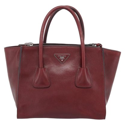 Prada Double Zip Lux Saffiano Leather, Red, Leather, Tote Bag
