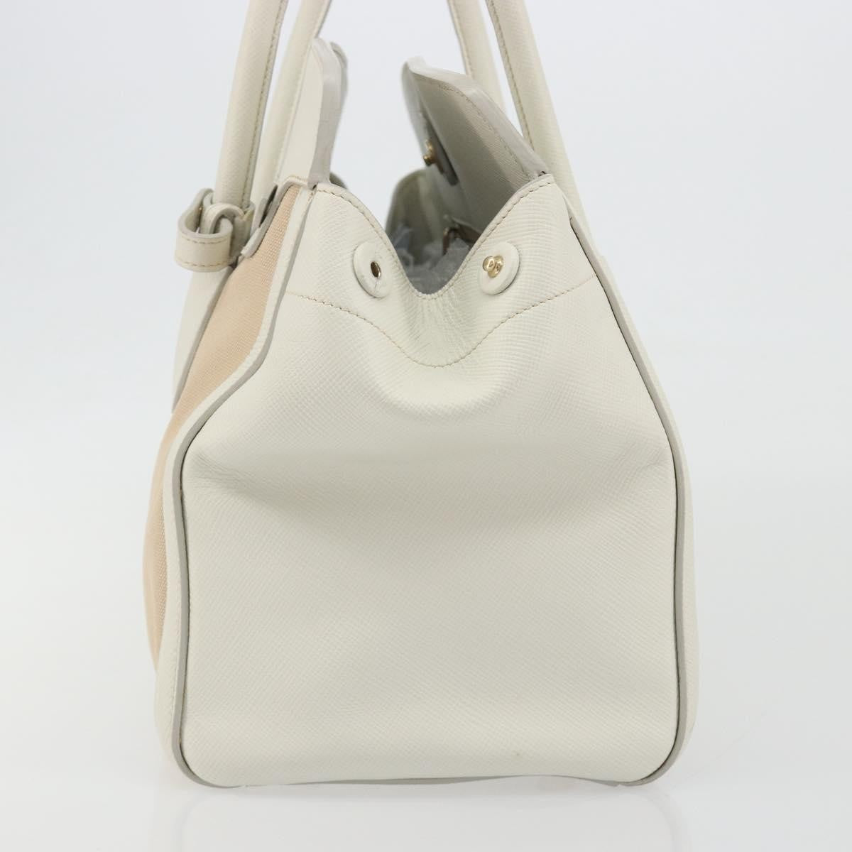 Prada Cuir Frame Convertible Canvas and Saffiano Leather, Beige, Canvas, Tote Bag