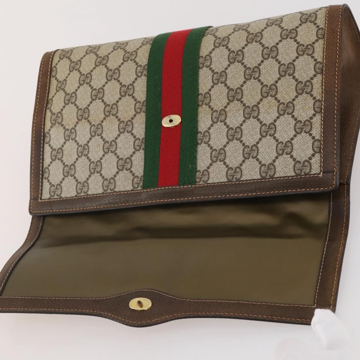 Gucci Vintage Web Flap Clutch GG Coated Canvas, Beige, Canvas, Clutch
