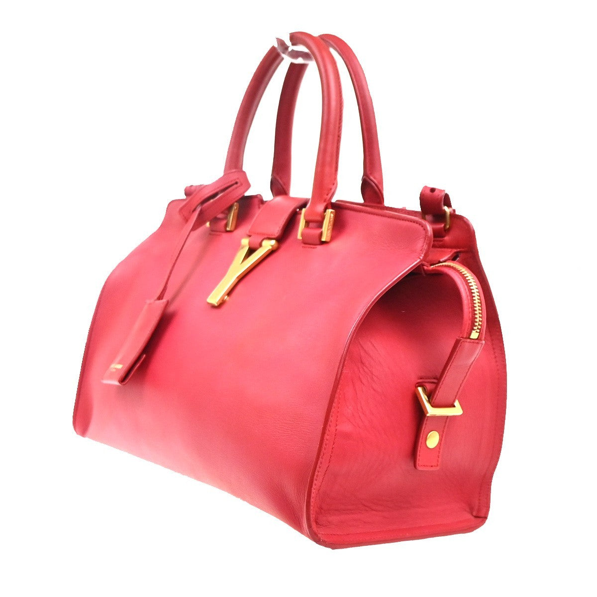 Saint Laurent Chyc Cabas Leather, Red, Leather, Tote Bag