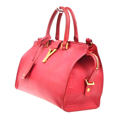 Saint Laurent Chyc Cabas Leather, Red, Leather, Tote Bag