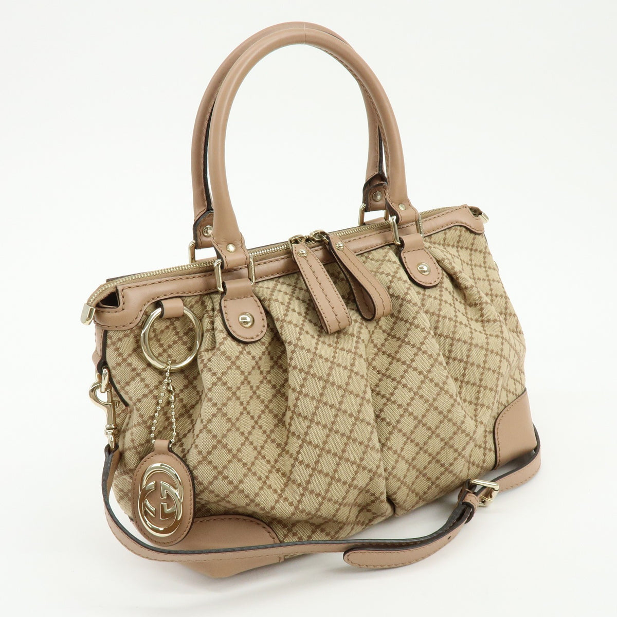 Gucci Sukey Diamante Canvas with Leather, Beige, Canvas, Tote Bag