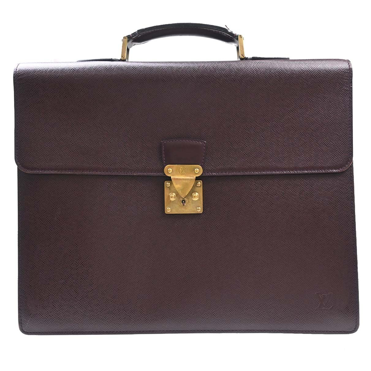 Louis Vuitton Serviette Moskova Taiga Leather, Purple, Leather, Briefcase