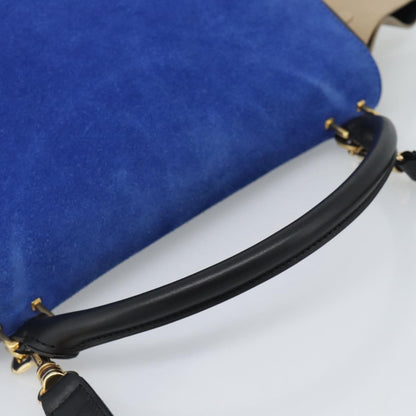 Celine Trapeze Leather with Suede, Blue, Leather, Handbag