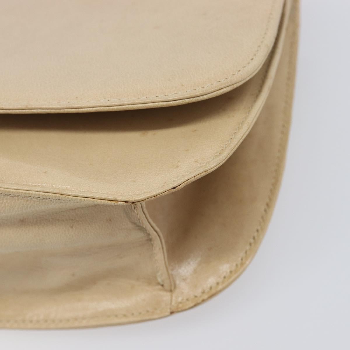 Prada Resin Chain Ruffle Flap Leather, Beige, Leather, Handbag