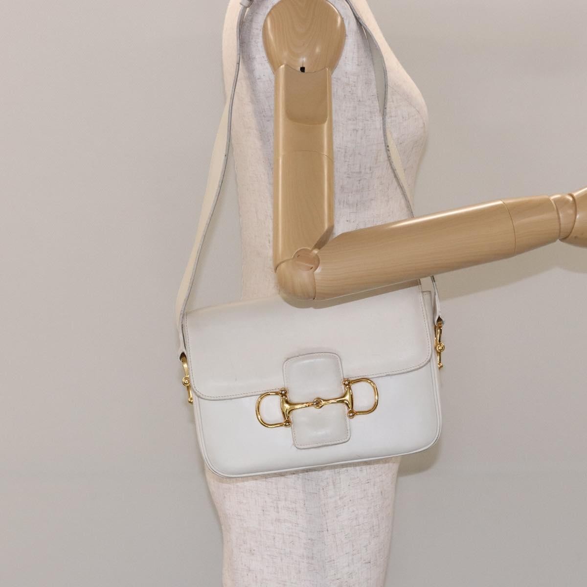 Celine Shoulder Leather, White, Leather, Shoulder Bag