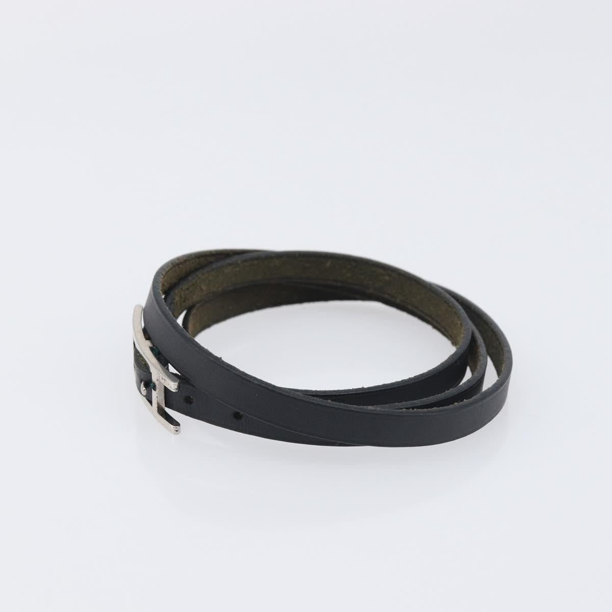 Hermes Hapi 3 Leather with Metal, Black, Leather, Bracelet