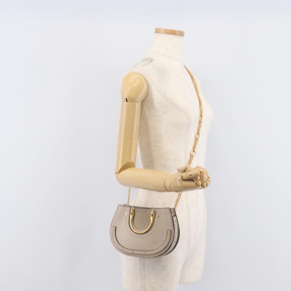 Chloe Pixie Belt Leather and Suede, Beige, Leather, Handbag