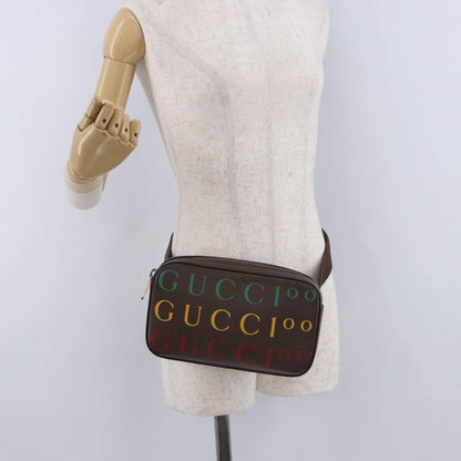 Gucci Aria 100th Anniversary Belt Printed Leather, Brown, Leather, Clutch