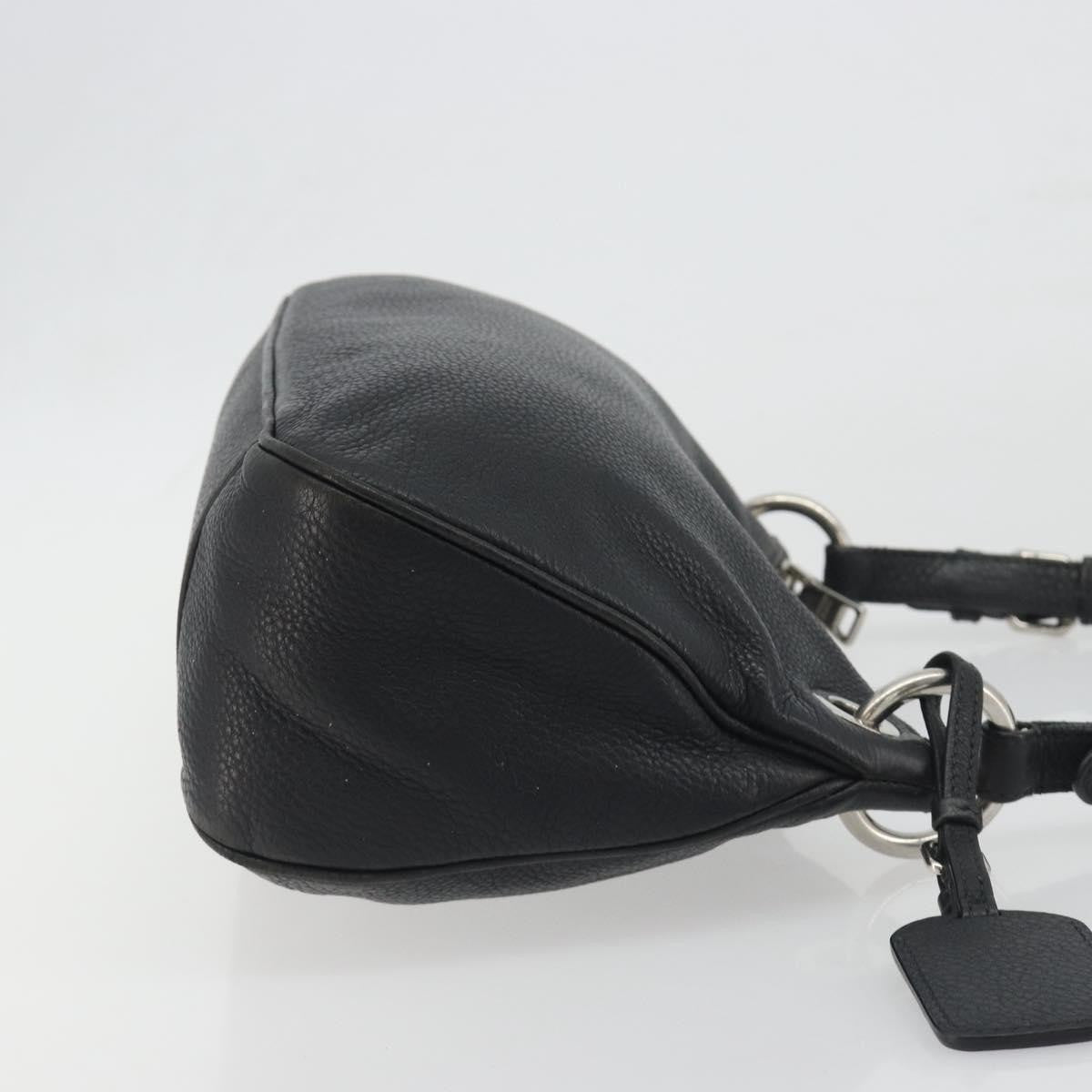 Prada Vitellino Mordo Hobo Leather, Black, Leather, Shoulder Bag