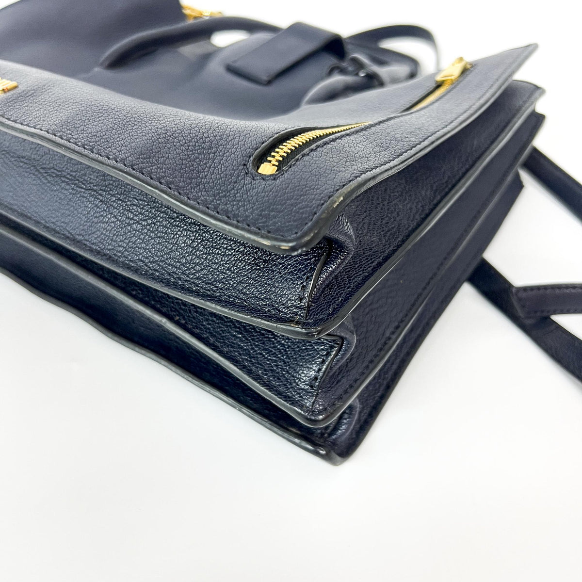 Miu Miu Madras Leather, Navy, Leather, Tote Bag