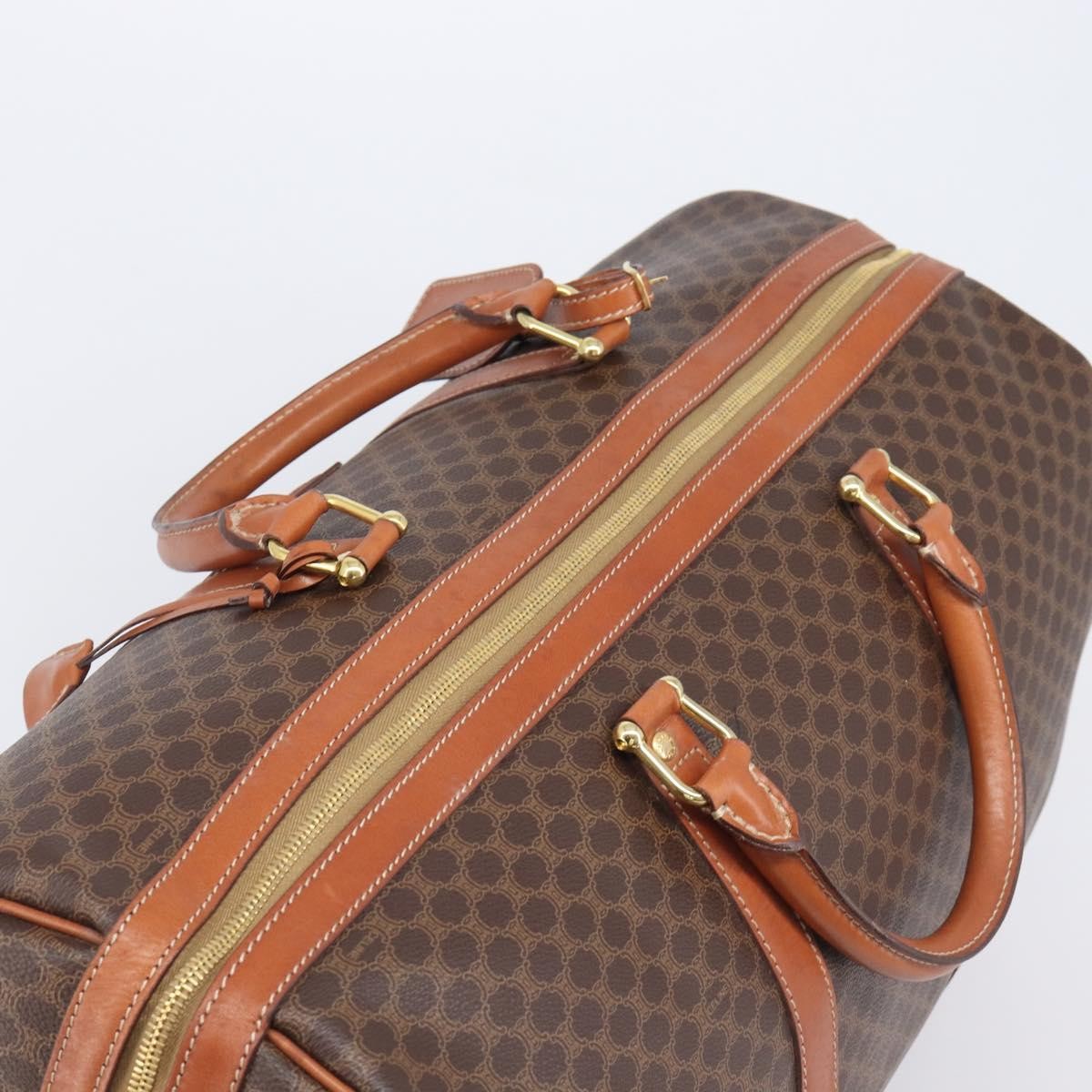 Celine Vintage Duffle Macadam Coated Canvas, Brown, Canvas, Handbag