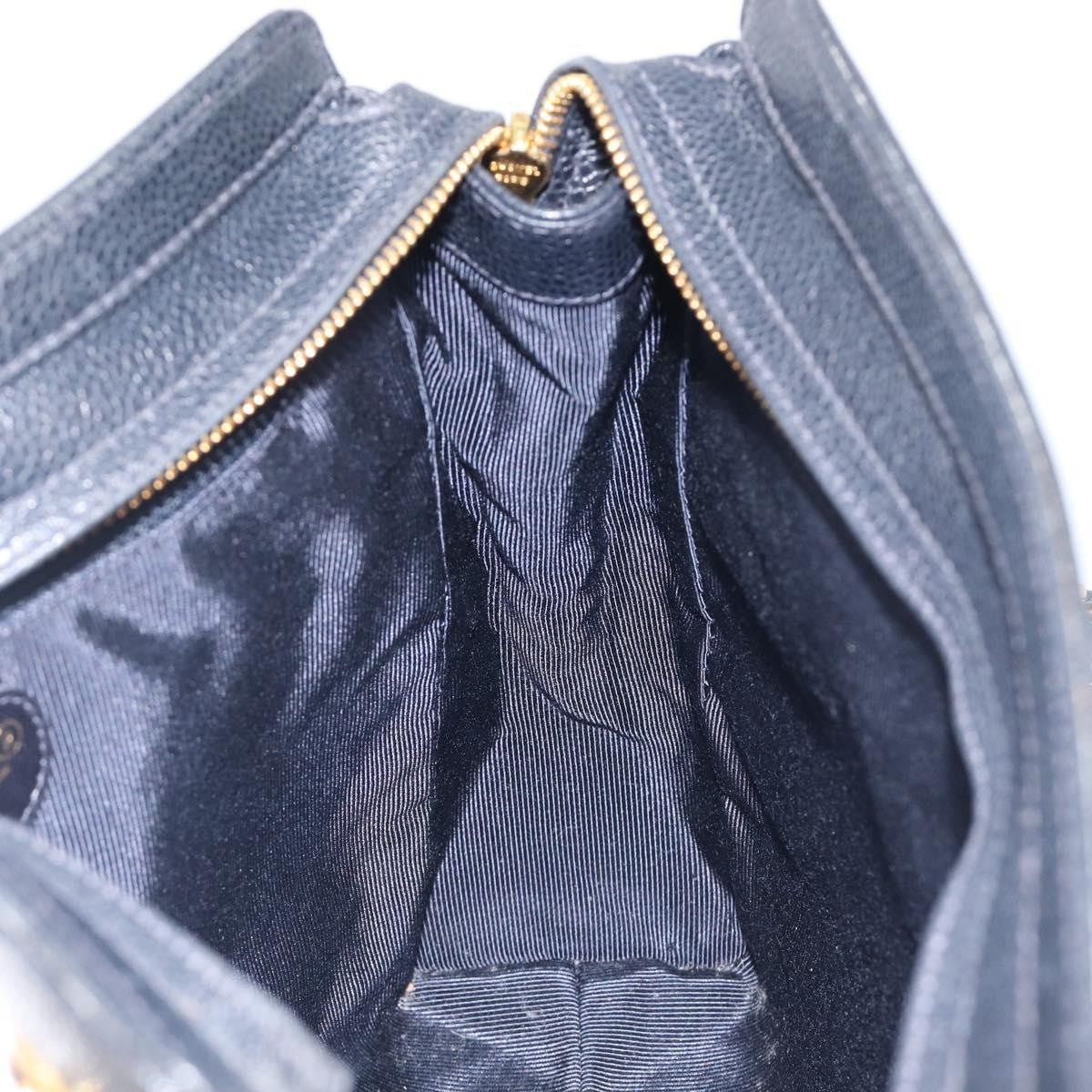 Chanel Vintage Zipped Chain Caviar, Black, Leather, Tote Bag