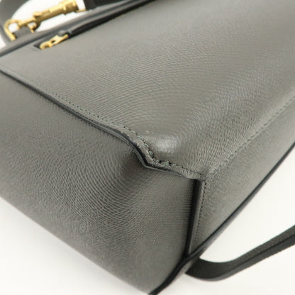 Celine Belt Textured Leather, Gray, Leather, Handbag