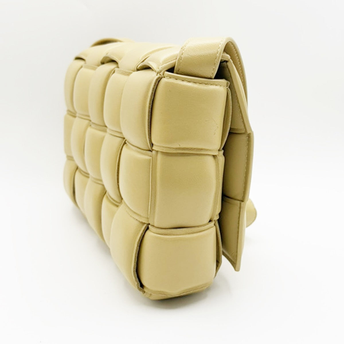 Bottega Veneta Cassette Padded Maxi Intrecciato Leather, Beige, Leather, Crossbody Bag