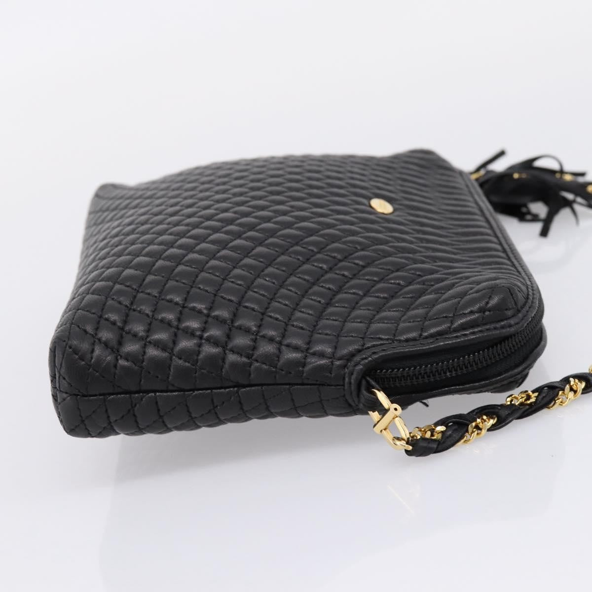 Bally Vintage Chain Quilted Leather, Black, Leather, Shoulder Bag