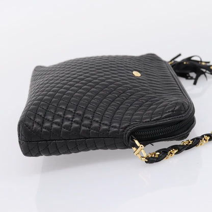 Bally Vintage Chain Quilted Leather, Black, Leather, Shoulder Bag