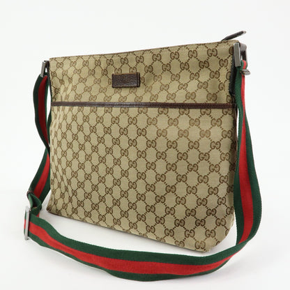 Gucci Web Strap Messenger GG Canvas, Beige, Canvas, Handbag