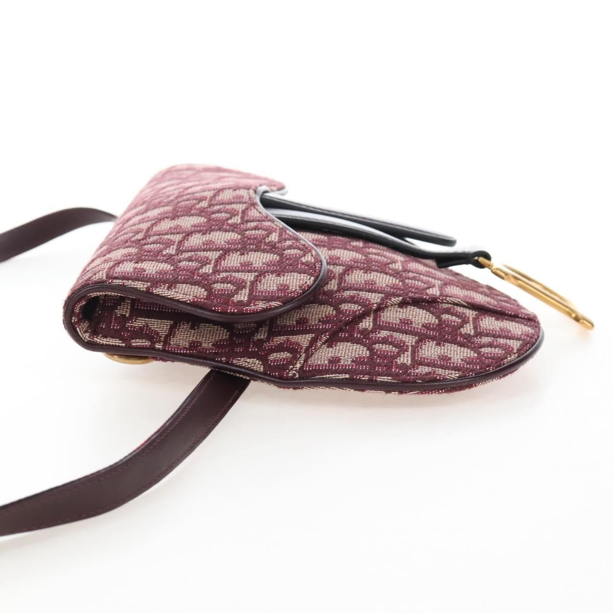 Christian Dior Saddle Belt Oblique Canvas, Burgundy, Canvas, Handbag