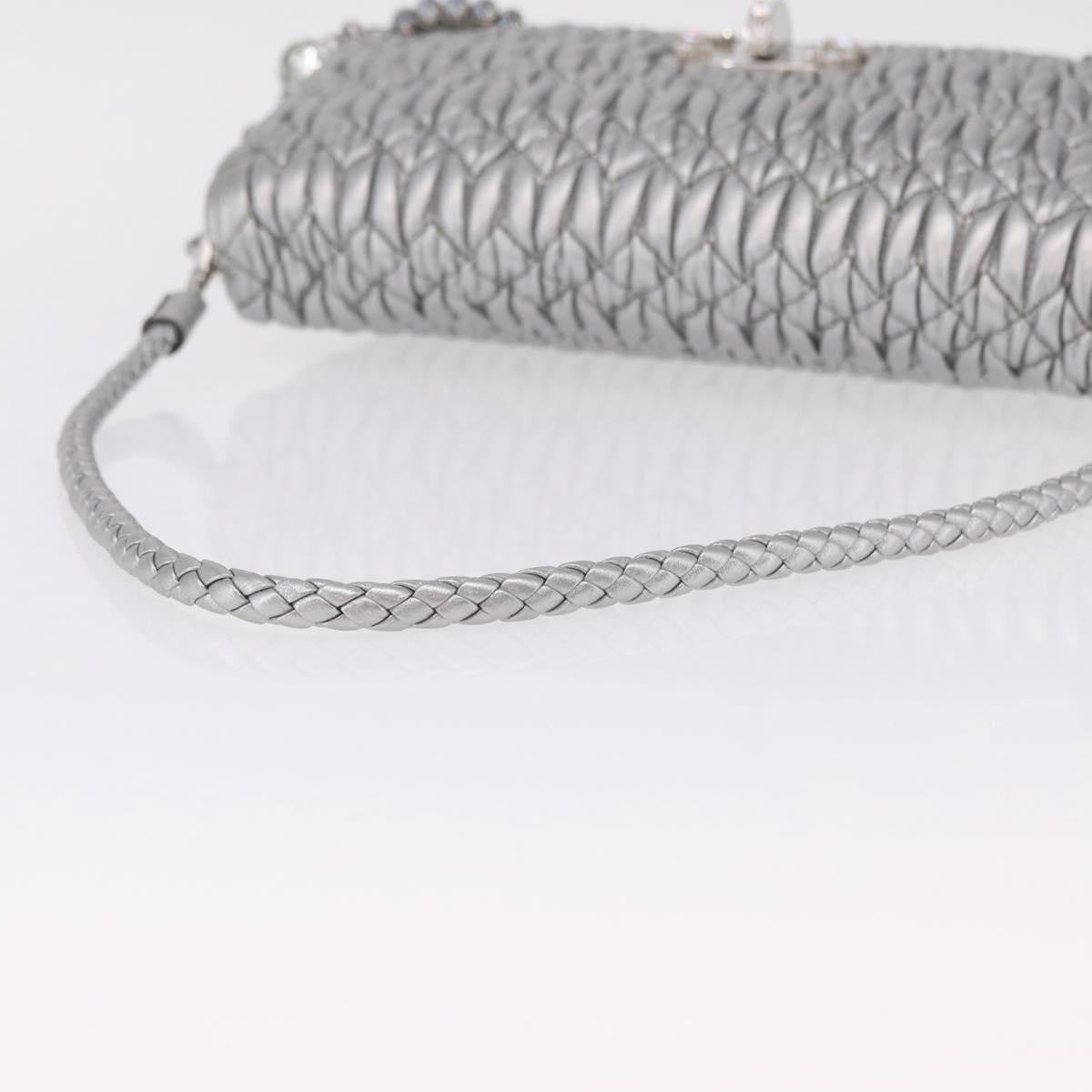 Miu Miu Crystal Clutch Matelasse Leather, Silver, Leather, Clutch