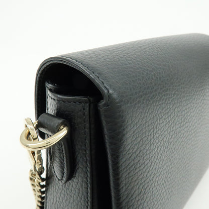 Gucci Interlocking Leather, Black, Leather, Shoulder Bag