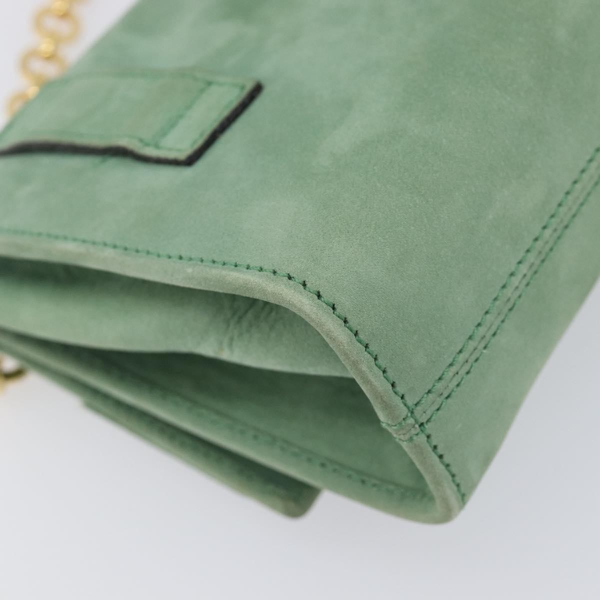 Salvatore Ferragamo Vala Chain Suede, Green, Suede, Shoulder Bag