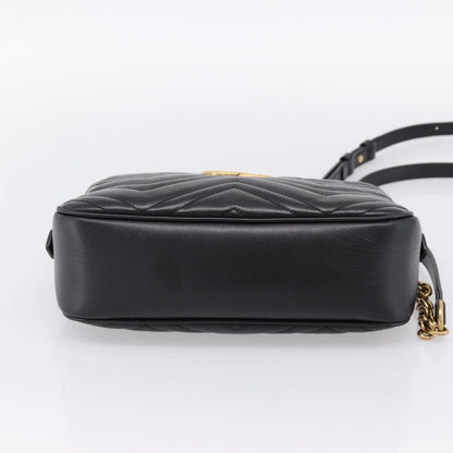 Gucci GG Marmont Monochrome Matelasse Leather, Black, Leather, Shoulder Bag