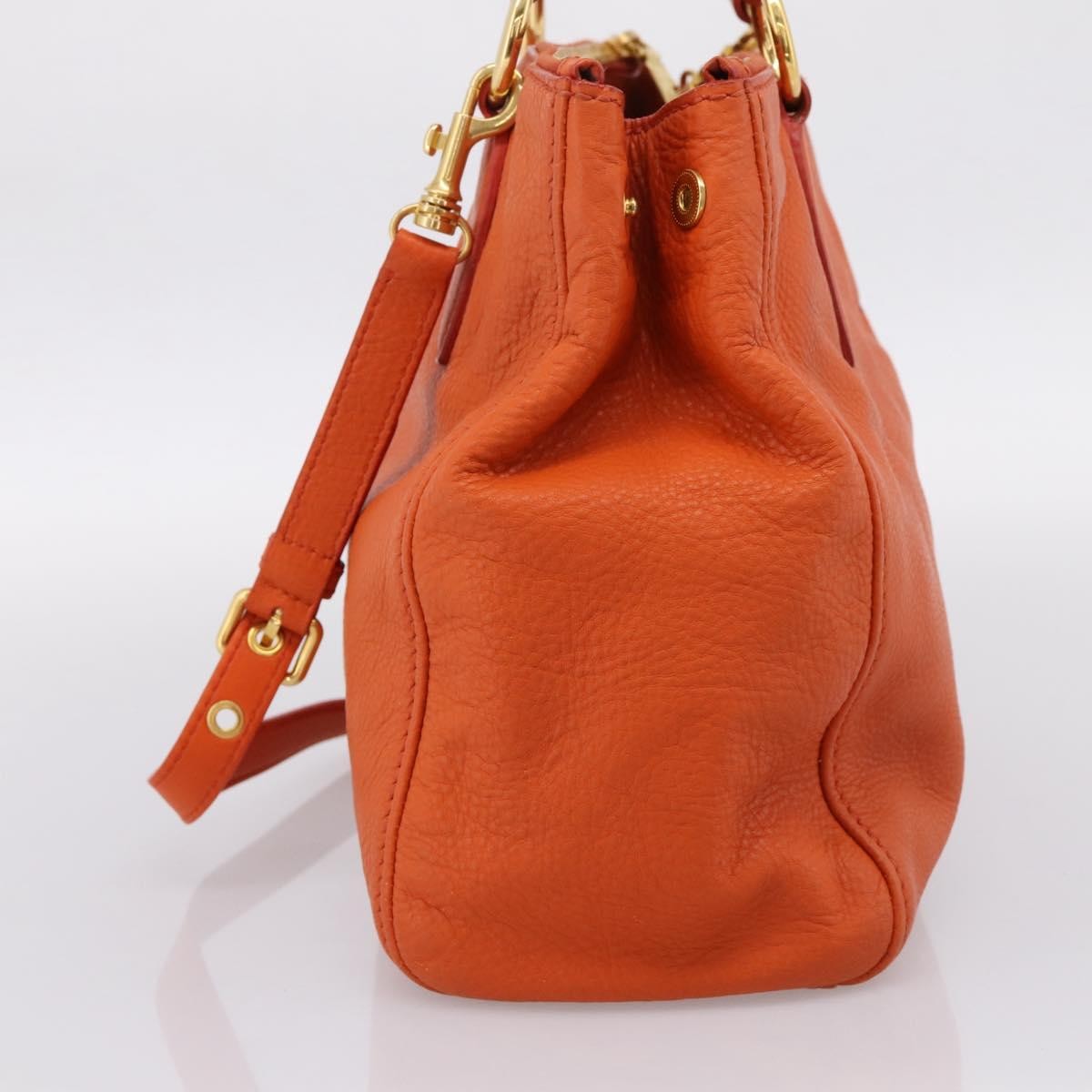 Miu Miu Caribou Convertible Tote Leather, Orange, Leather, Handbag