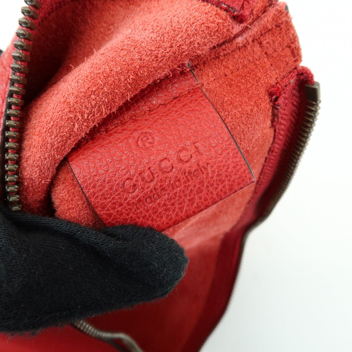 Gucci Logo Portfolio Printed Leather, Red, Leather, Clutch