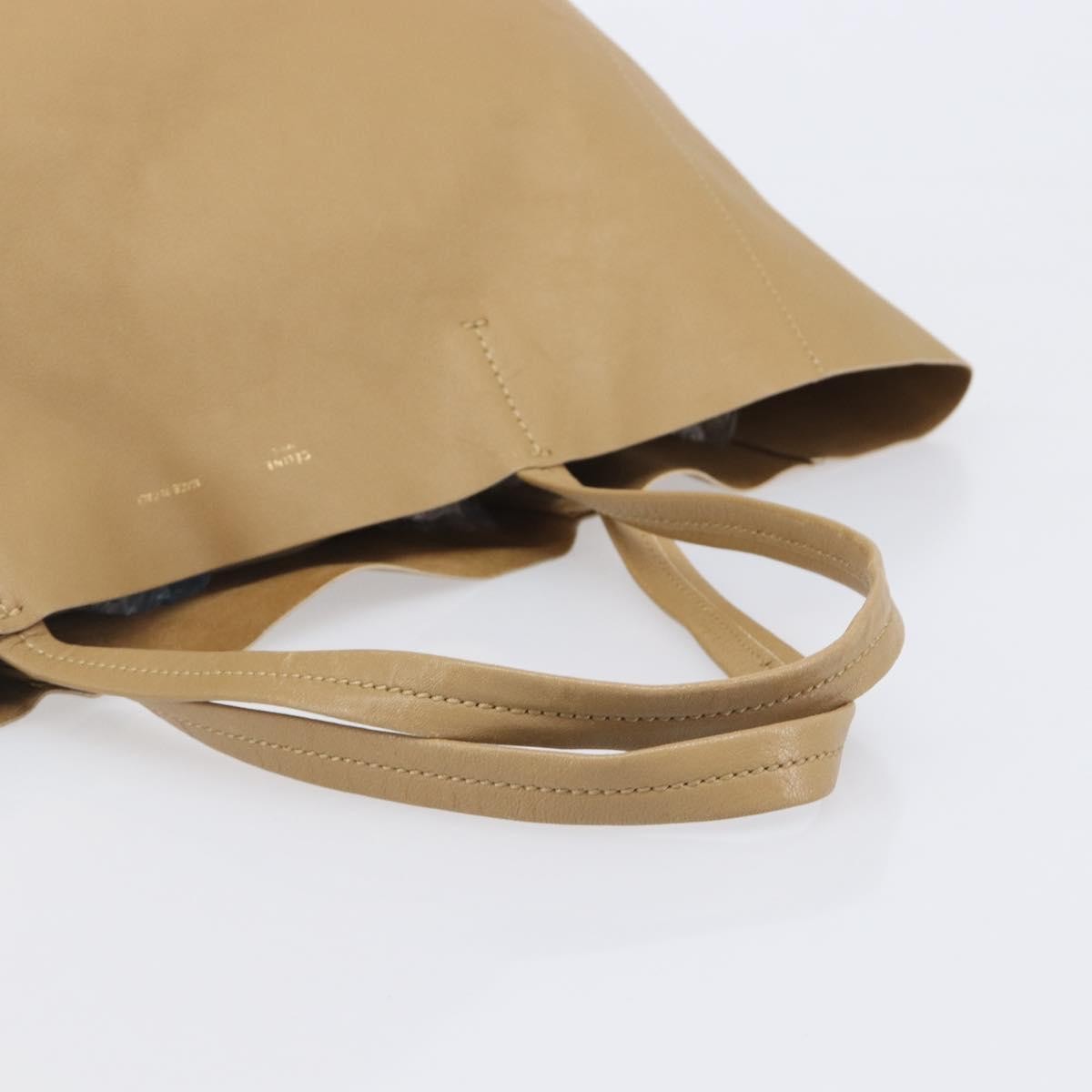 Celine Horizontal Bi-Cabas Leather, Beige, Leather, Tote Bag